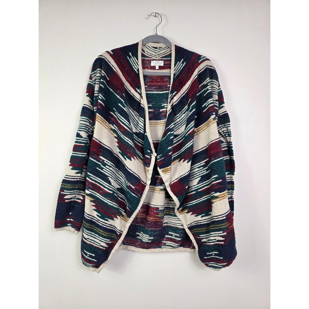 Lucky Brand Women's Aztec Pattern Open Front Cardigan Sweater Size L